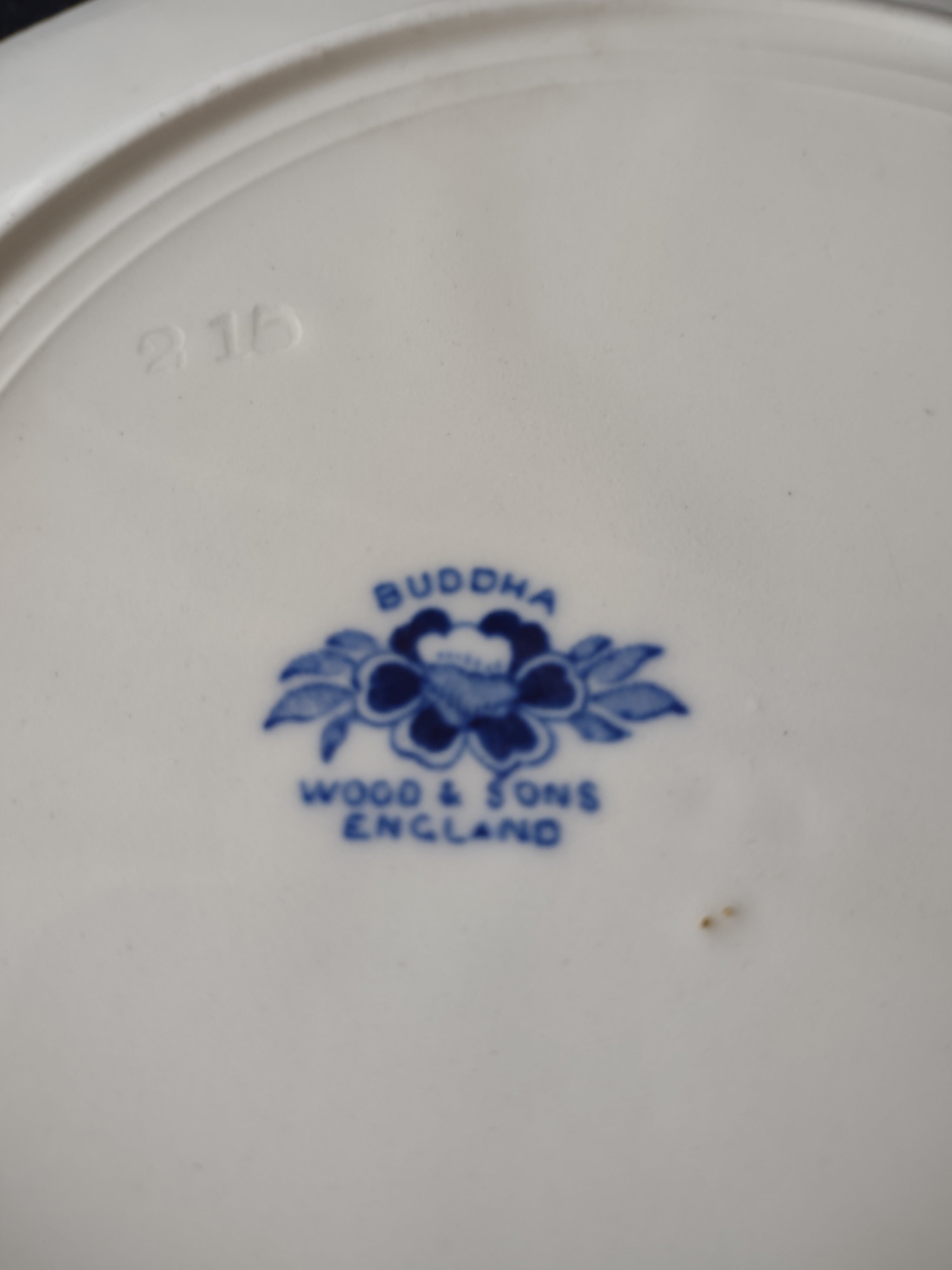 Vintage Wood & Sons 10" Dinner Plate Buddha Blue White (Lot 5587)