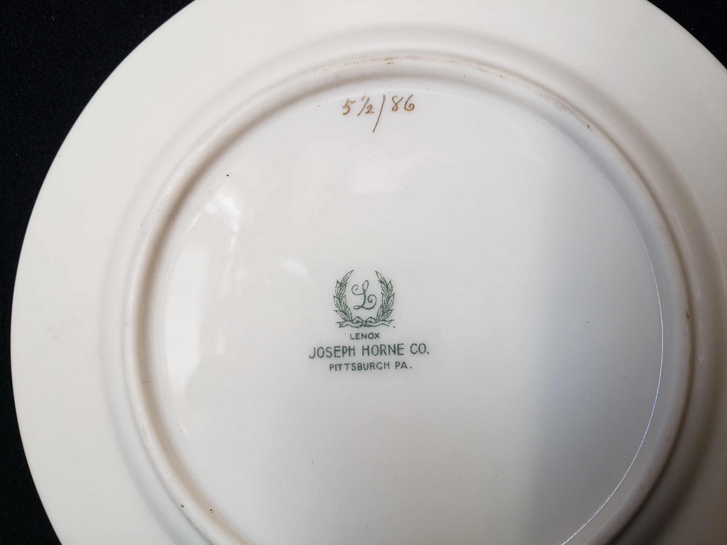 Vintage Lenox Bread or Dessert Plate Green Stamp Joseph Horne 6-1/4" (lot 1989)