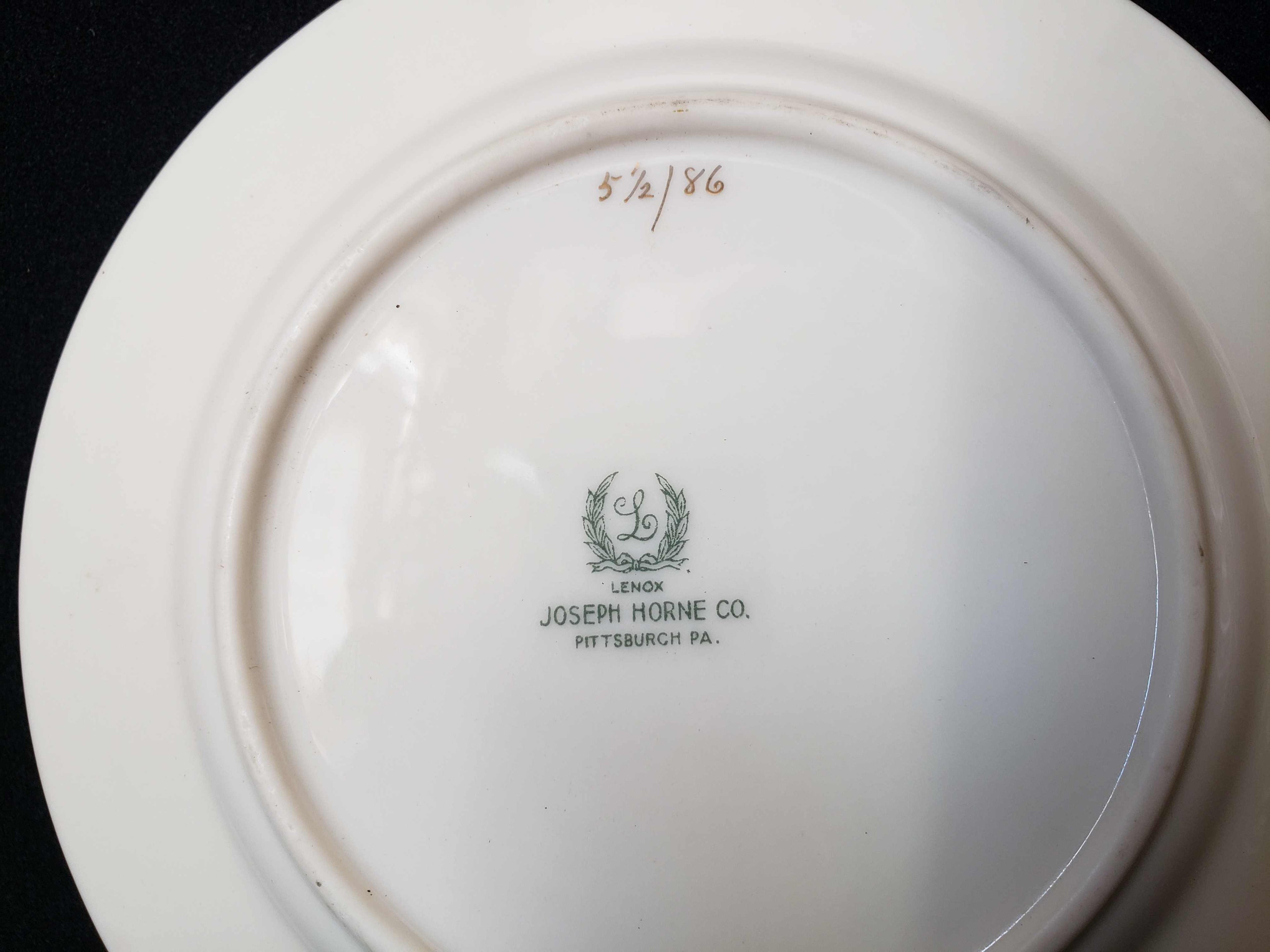 Vintage Lenox Bread or Dessert Plate Green Stamp Joseph Horne 6-1/4" (lot 1989)