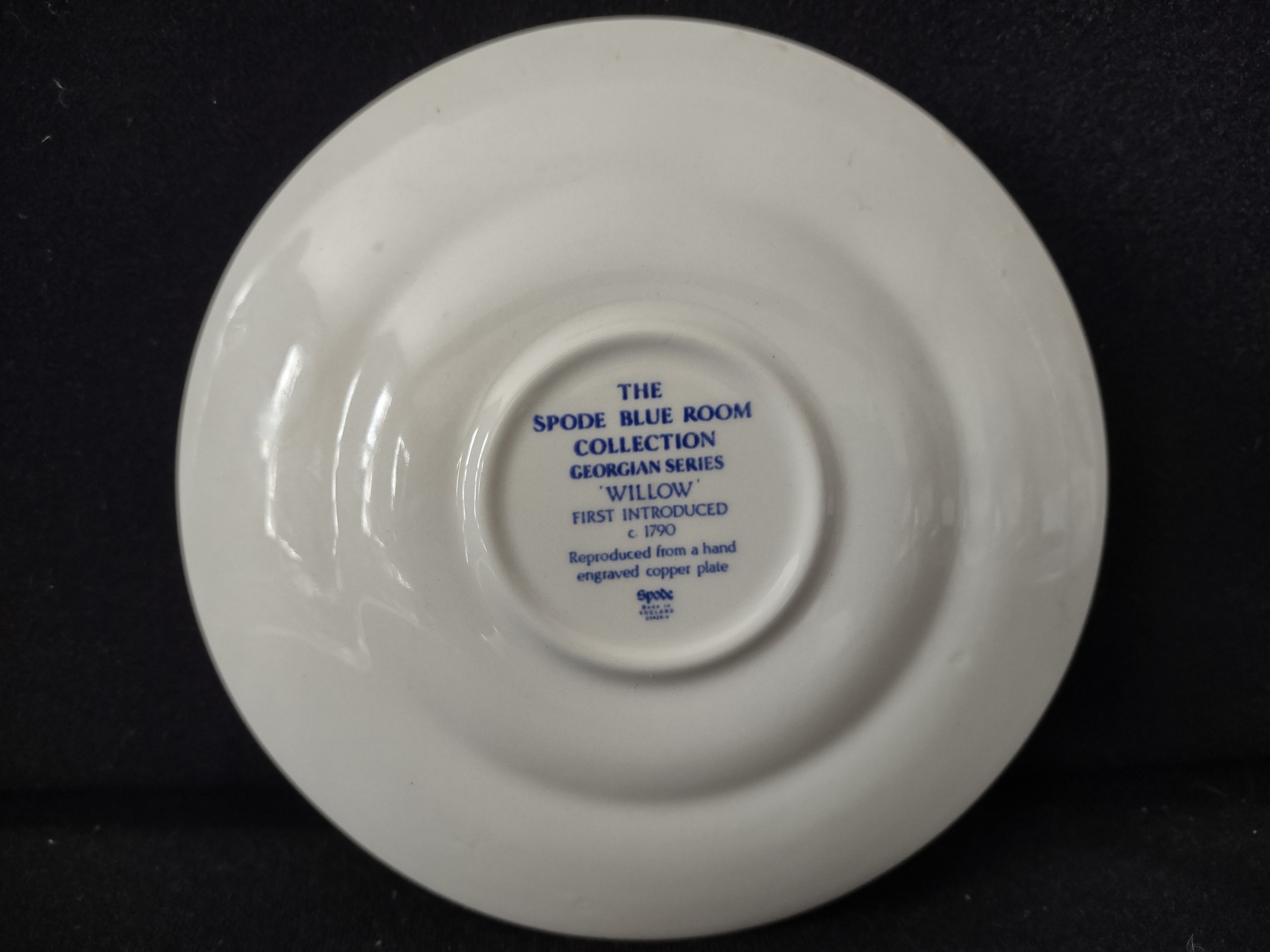 Spode Blue & White Room Saucer Willow Vintage English Transferware (lot 5843)