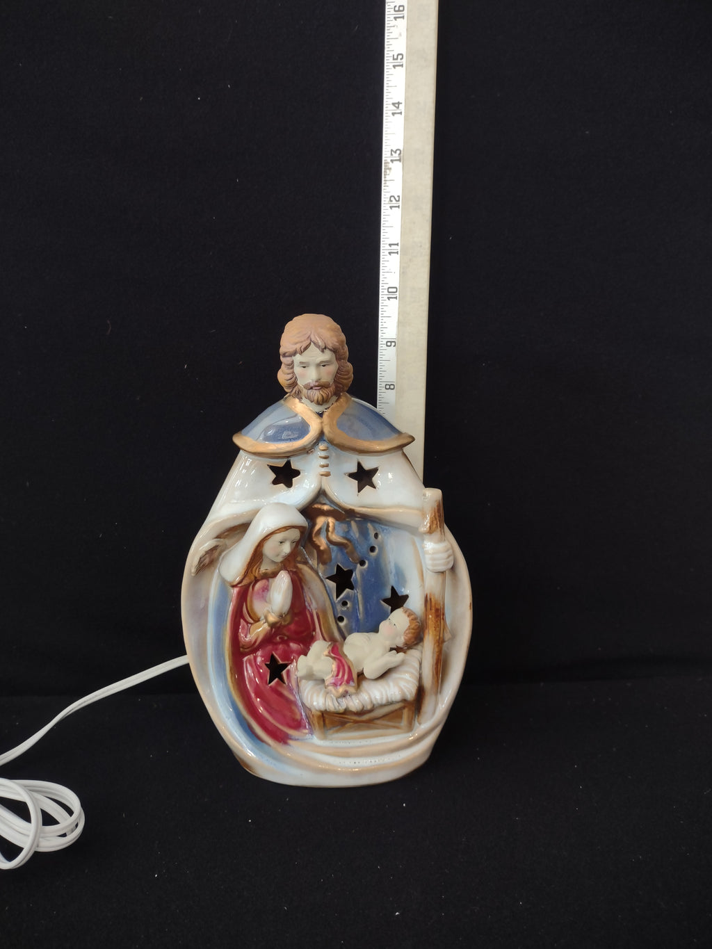 Vintage Lighted Ceramic Joseph Mary Jesus Nativity Christmas (Lot 3615)