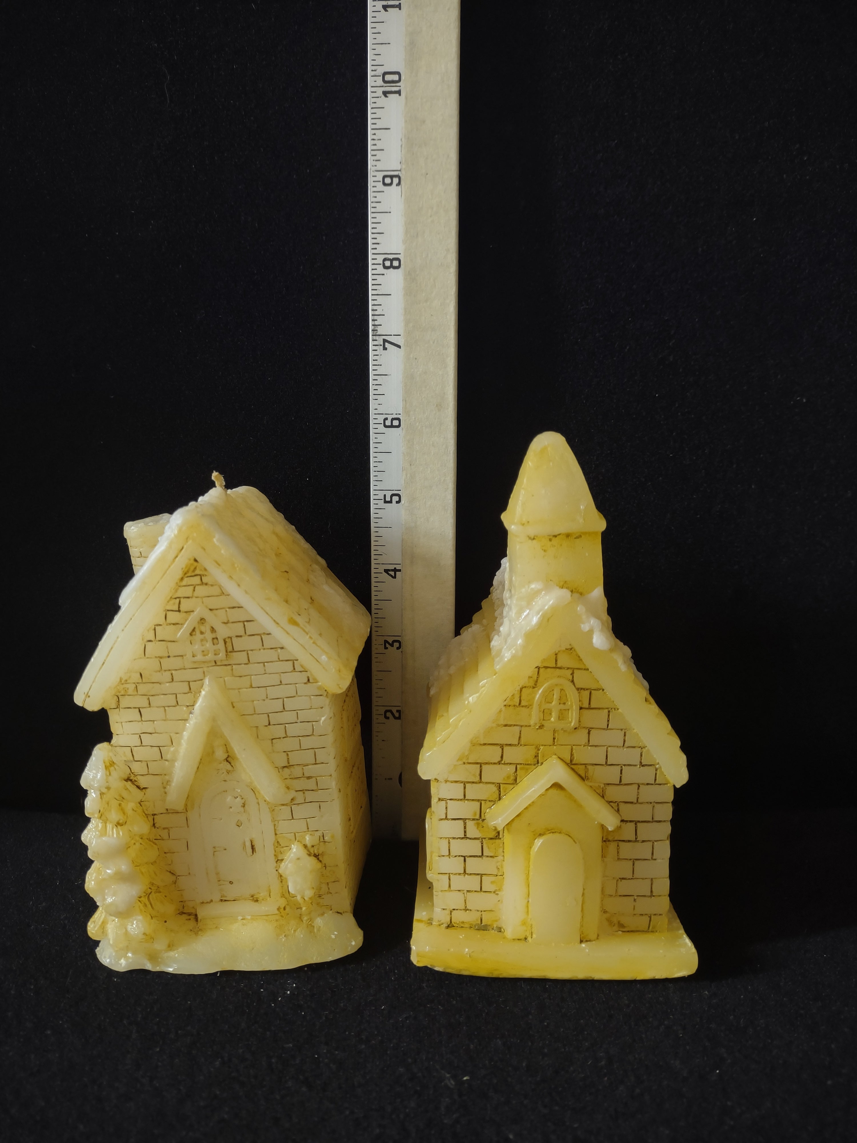 Vintage Christmas/Winter Church Candle Set Of 2 (Lot 4205)