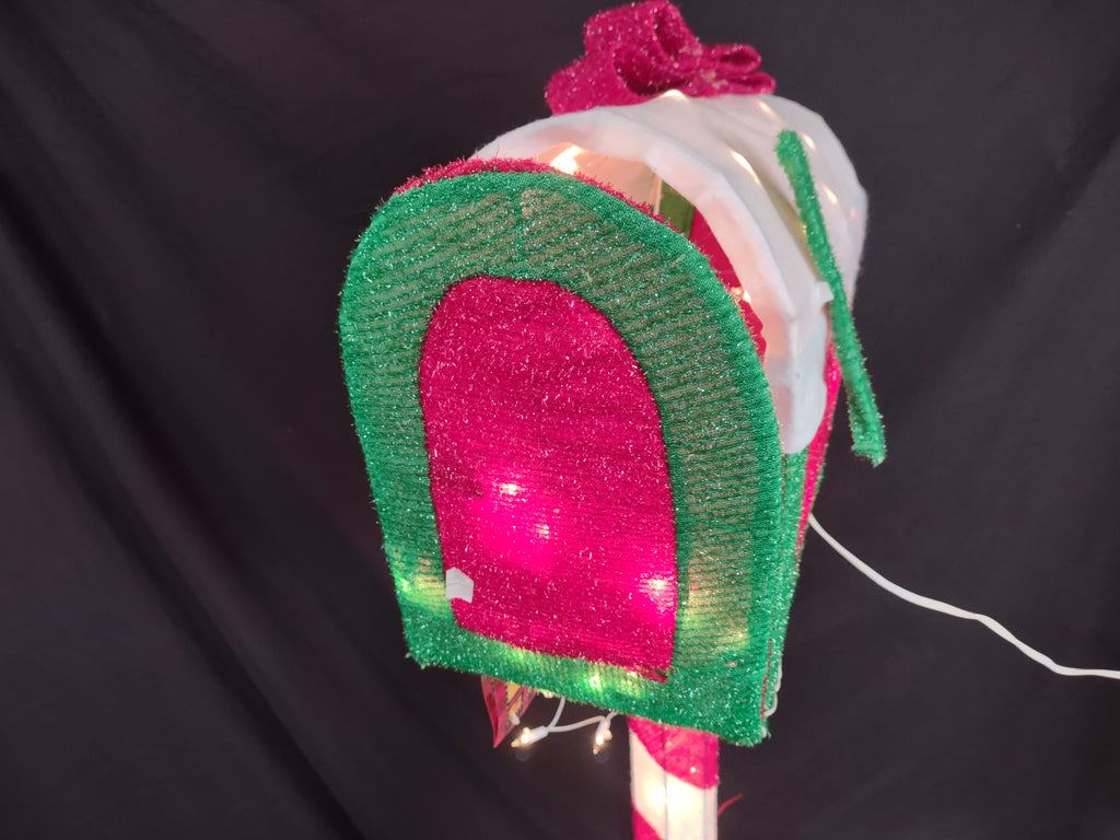 Christmas Vintage Santa Mail Box Tinsel 50" tall Moving Animated (lot 4843)