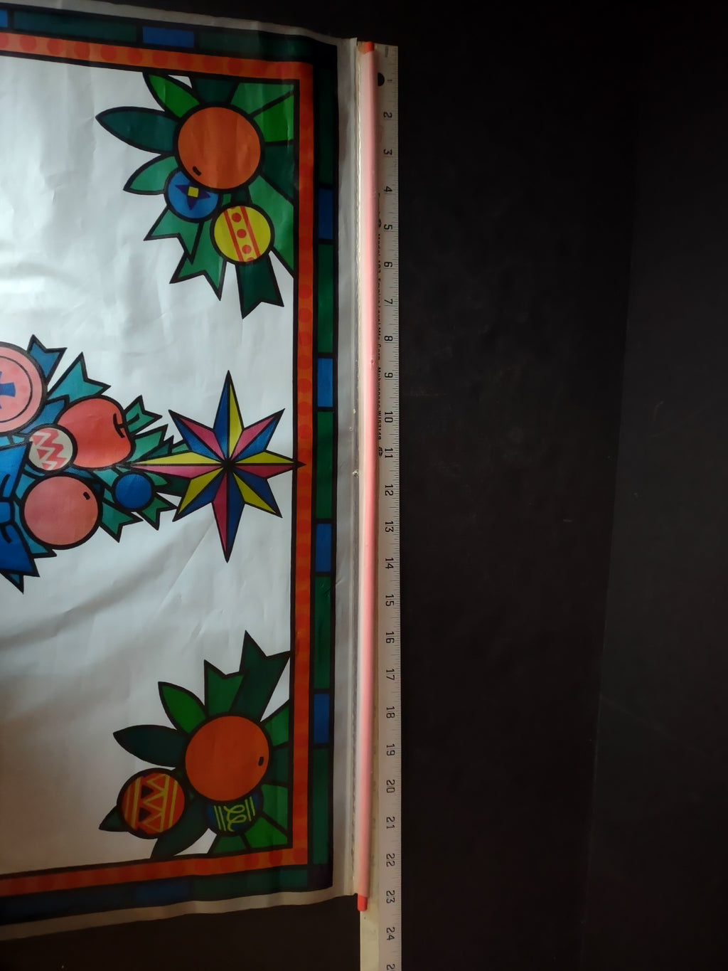 Vintage Christmas Teason Vinil Flag Santa Tree (lot 3338)