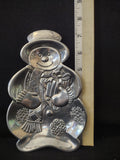 Christmas Snowman Pewter Colored Candy Dish Snowflakes Gift Scarf Hat (Lot 4167