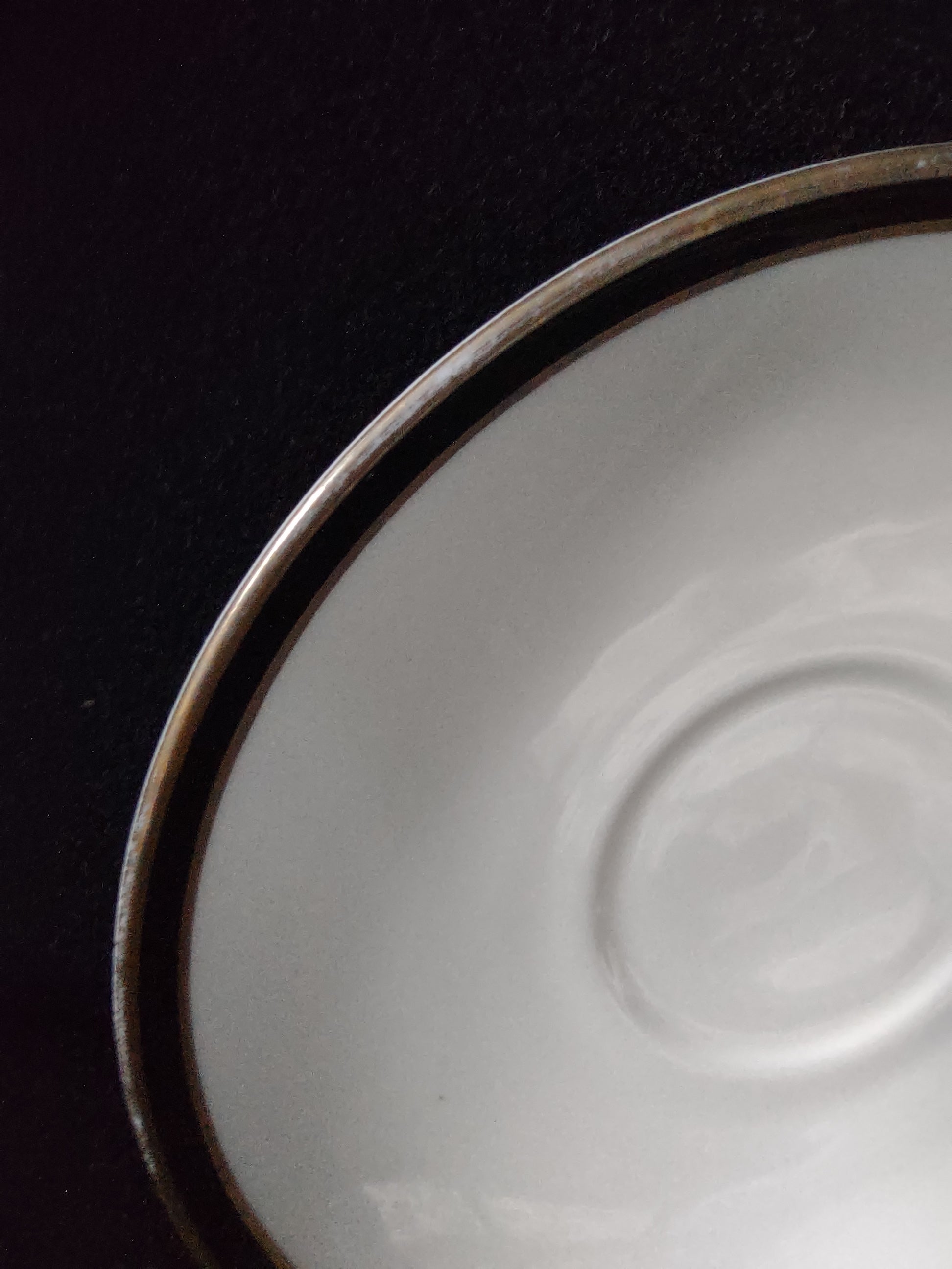 Vintage Minton Saturn Black Tea Cup Saucer Bone China Black Gold (Lot 5492)