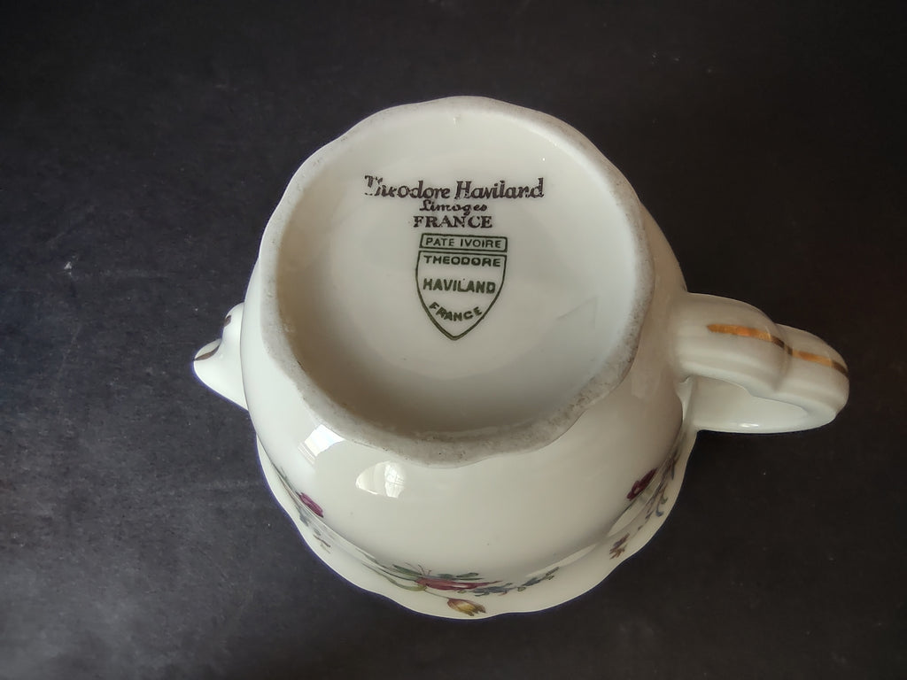 Haviland Limoges Creamer Pitcher Peony Flower Cream (lot 930)