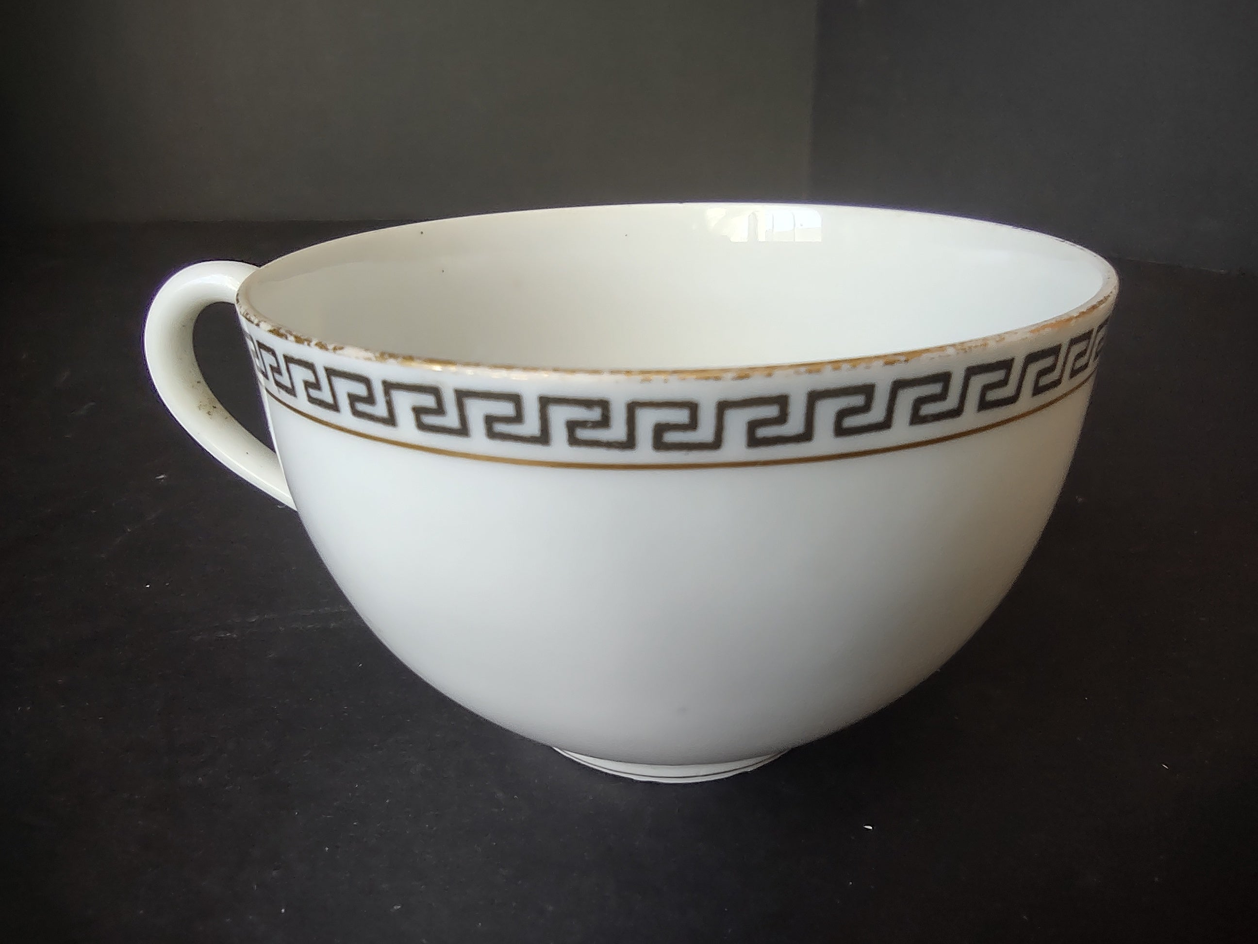 T & V Limoges France Tea Cup ONLY Gold Black Decor (lot 1066)