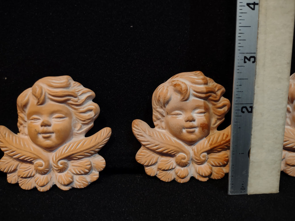 Vintage Terracotta Fridge Magnet Cherub Angel x 4 (lot 5390)