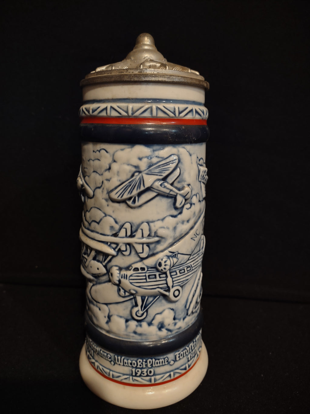 Vintage Collectible Set 2 Tankard Beer Stein Avon Train Airplane (lot 2536j)