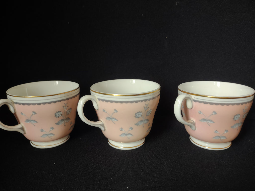 Wedgwood Pimpernel Pink Set of 3 Teacup ONLY Brown Stamp (lot 2767)
