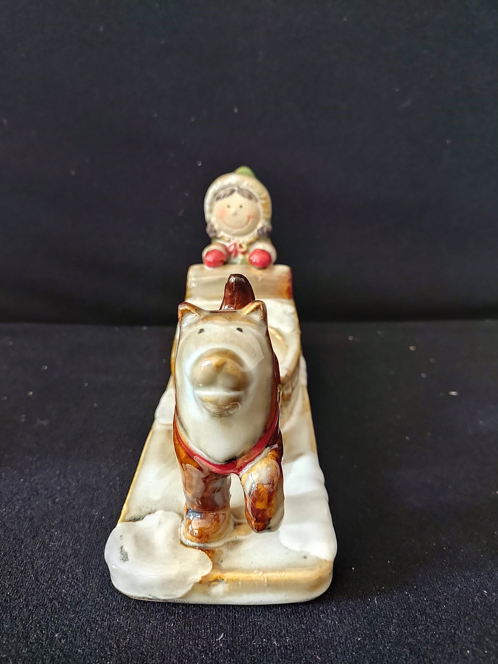 Vintage Yankee Candle Eskimo Girl Dog Sled Tea Light Candle Holder (Lot 3647)