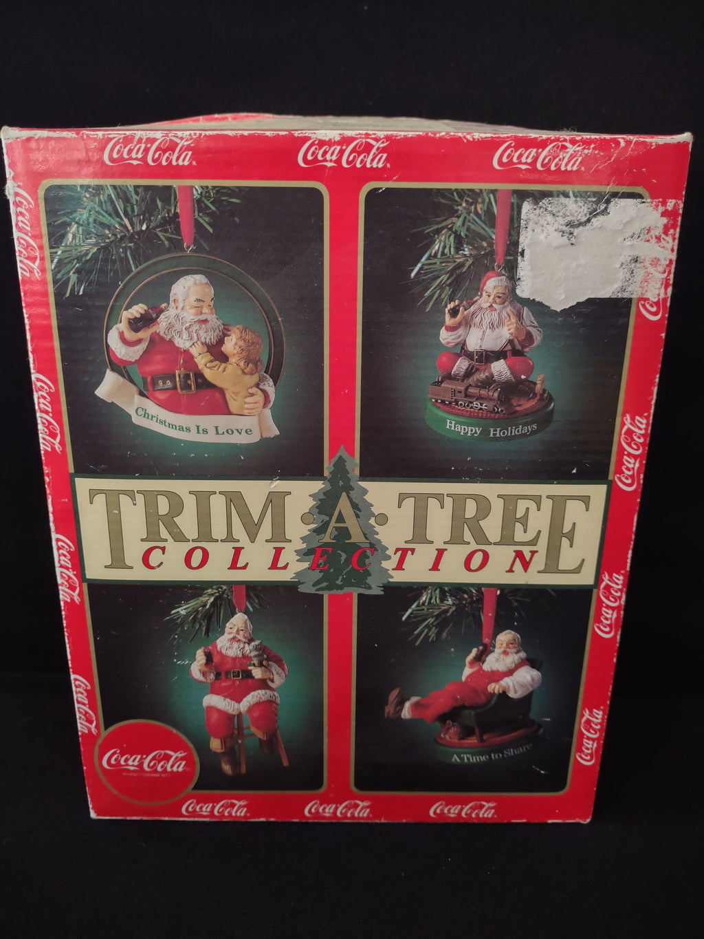 Vintage Trim a Tree Coca-Cola Set of 3 Santa Ornaments 1991 (lot 3234)