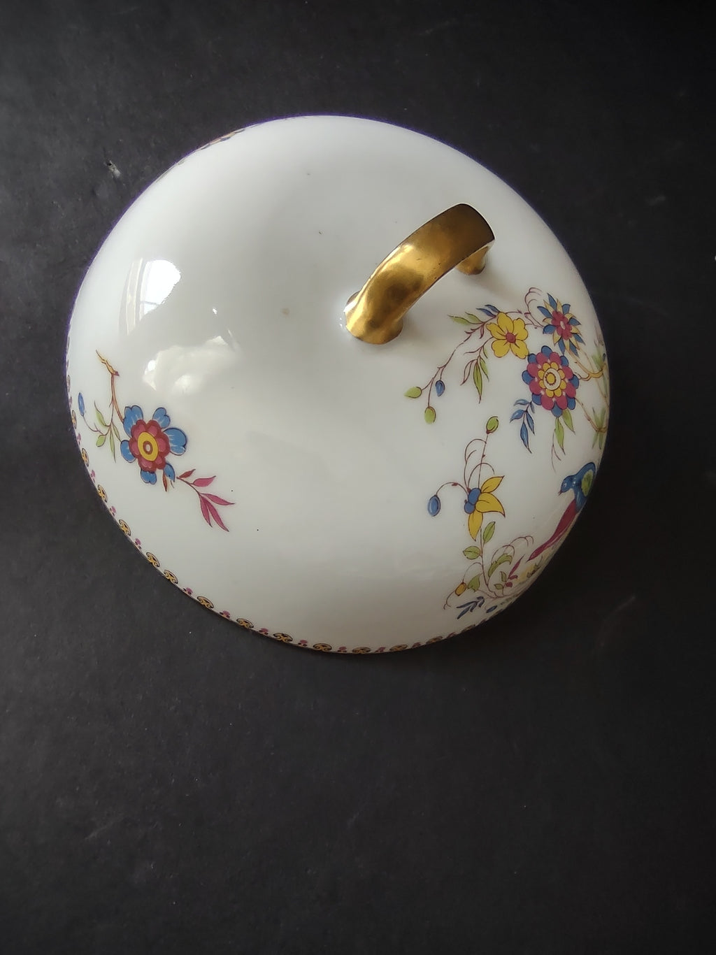 B. Altman Limoges Old Abbey Rouen Spray Pheasant Butter Dish Lid ONLY (lot 812)