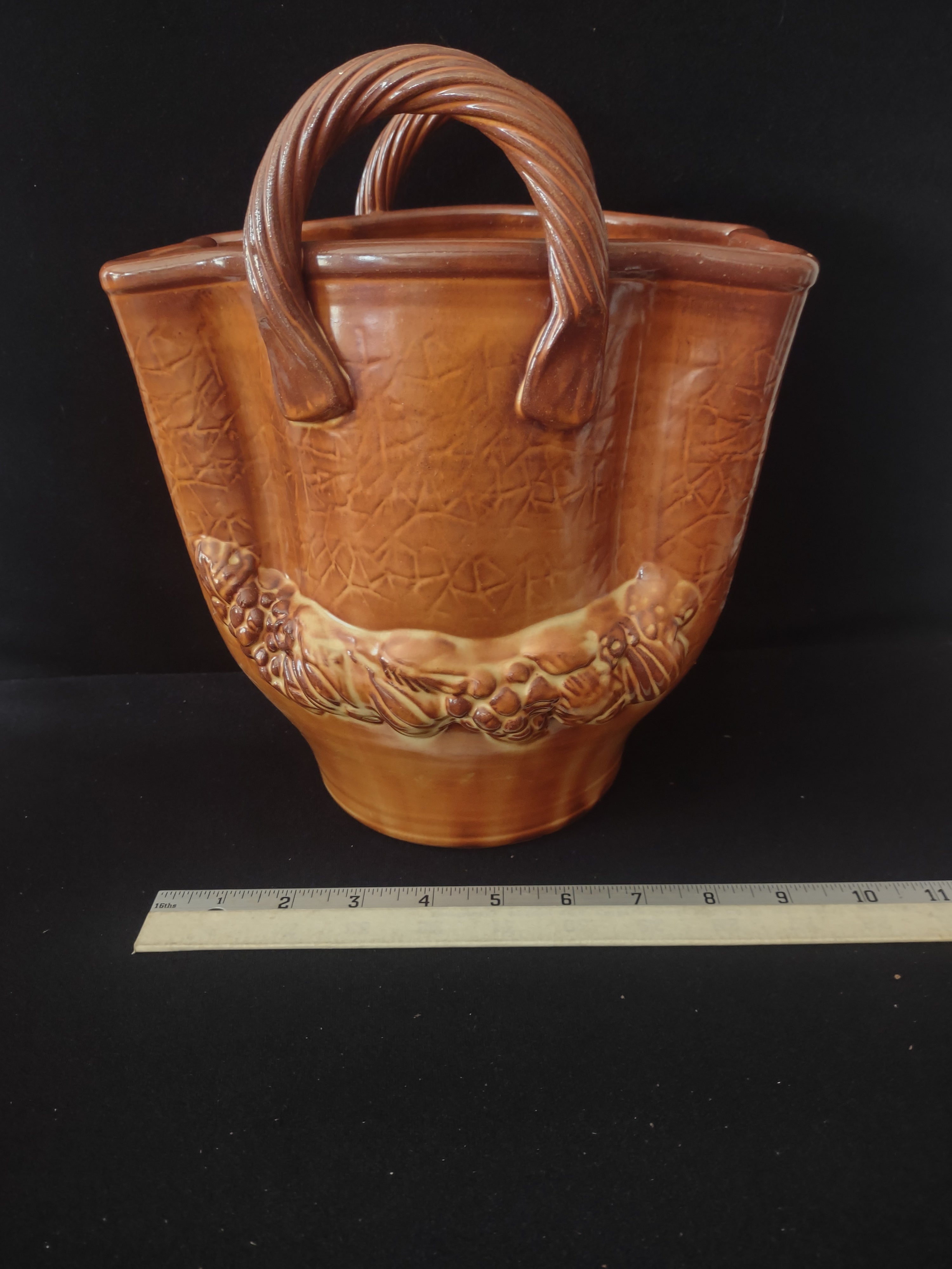 Vintage Italian Ceramic Hand Bag Basket Planter (Lot 3197)