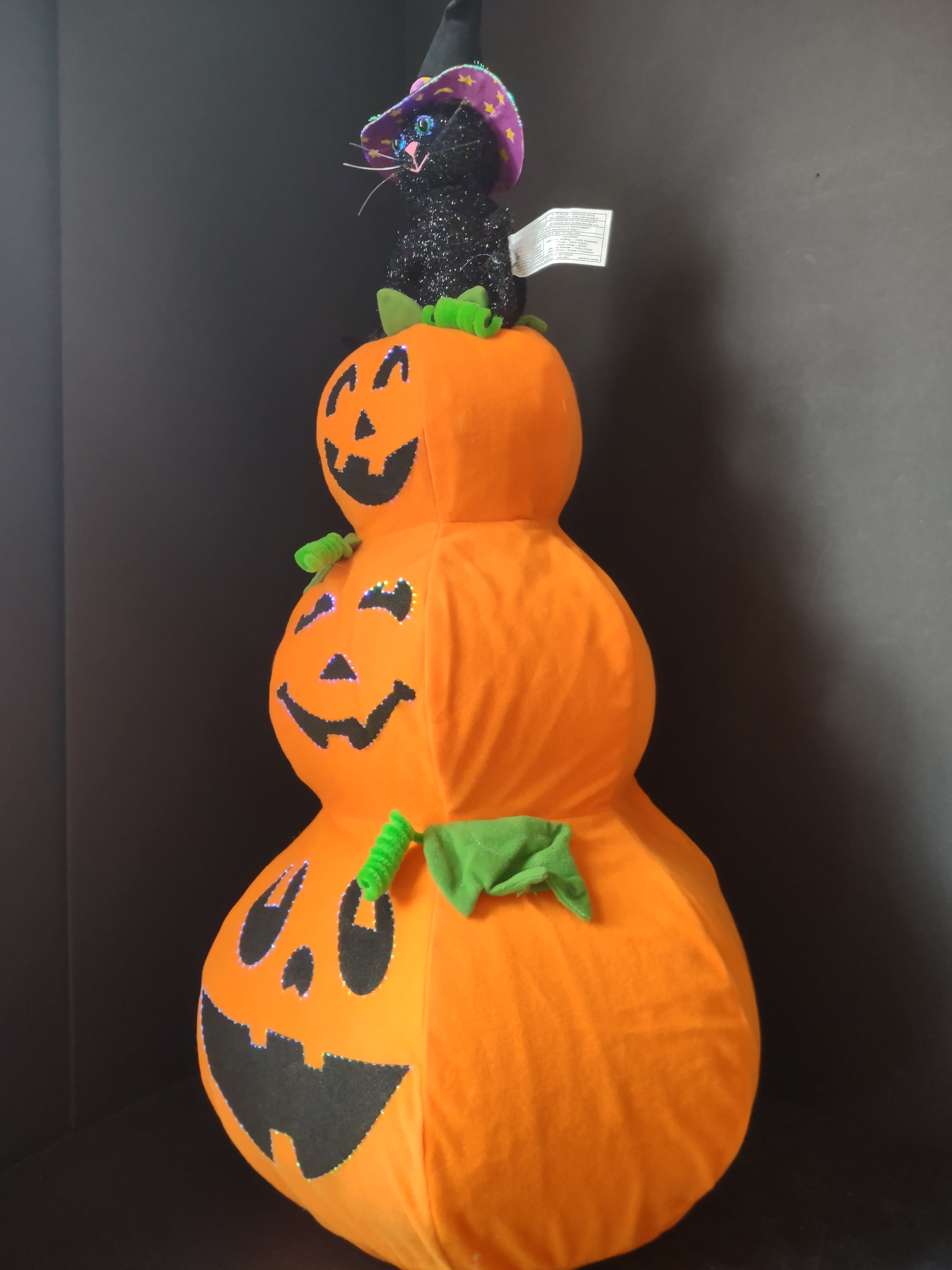 Halloween Inflatable Pumpkin Patch Black Cat Light Up 28" (lot 2980j)