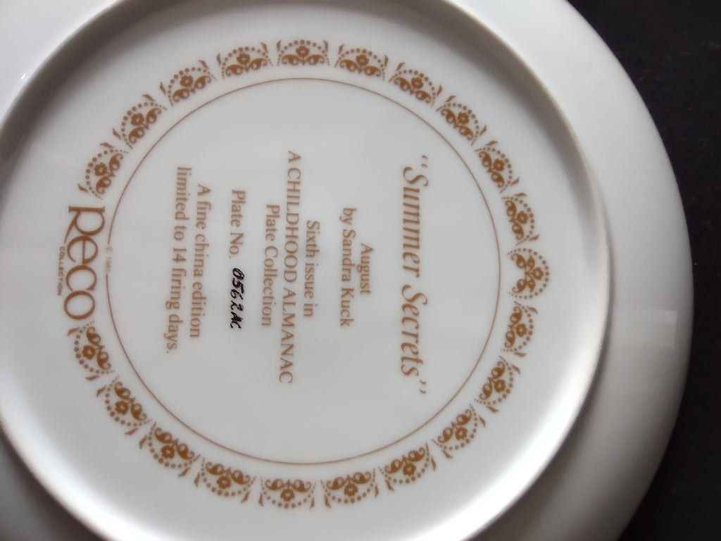 Vintage A Childhood Almanac Collector Plate 6th Issue Summer Secrets (Lot 5192)