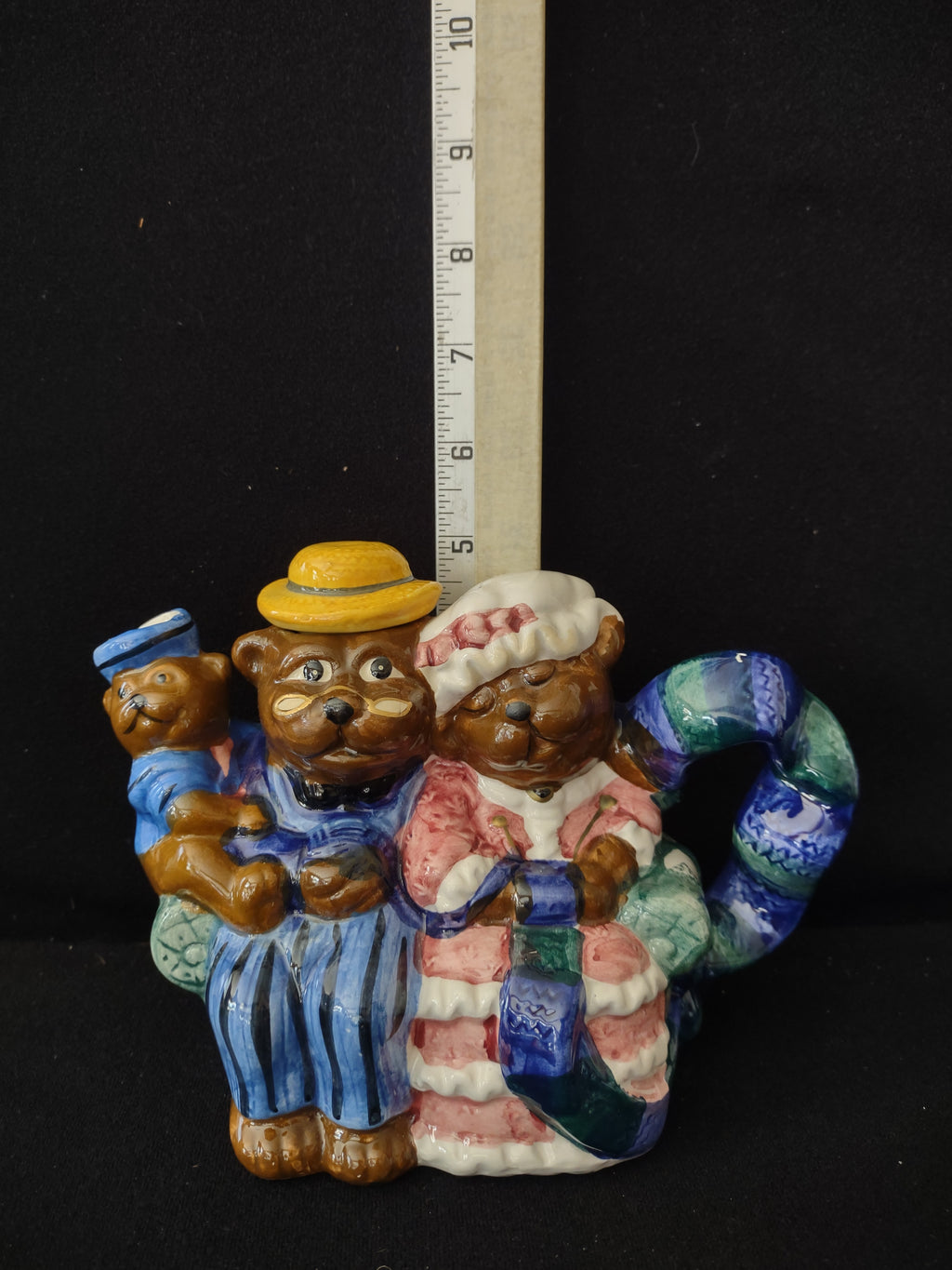 Vintage Collectible Three Bear On Couch Ceramic Teapot (Lot 3795)