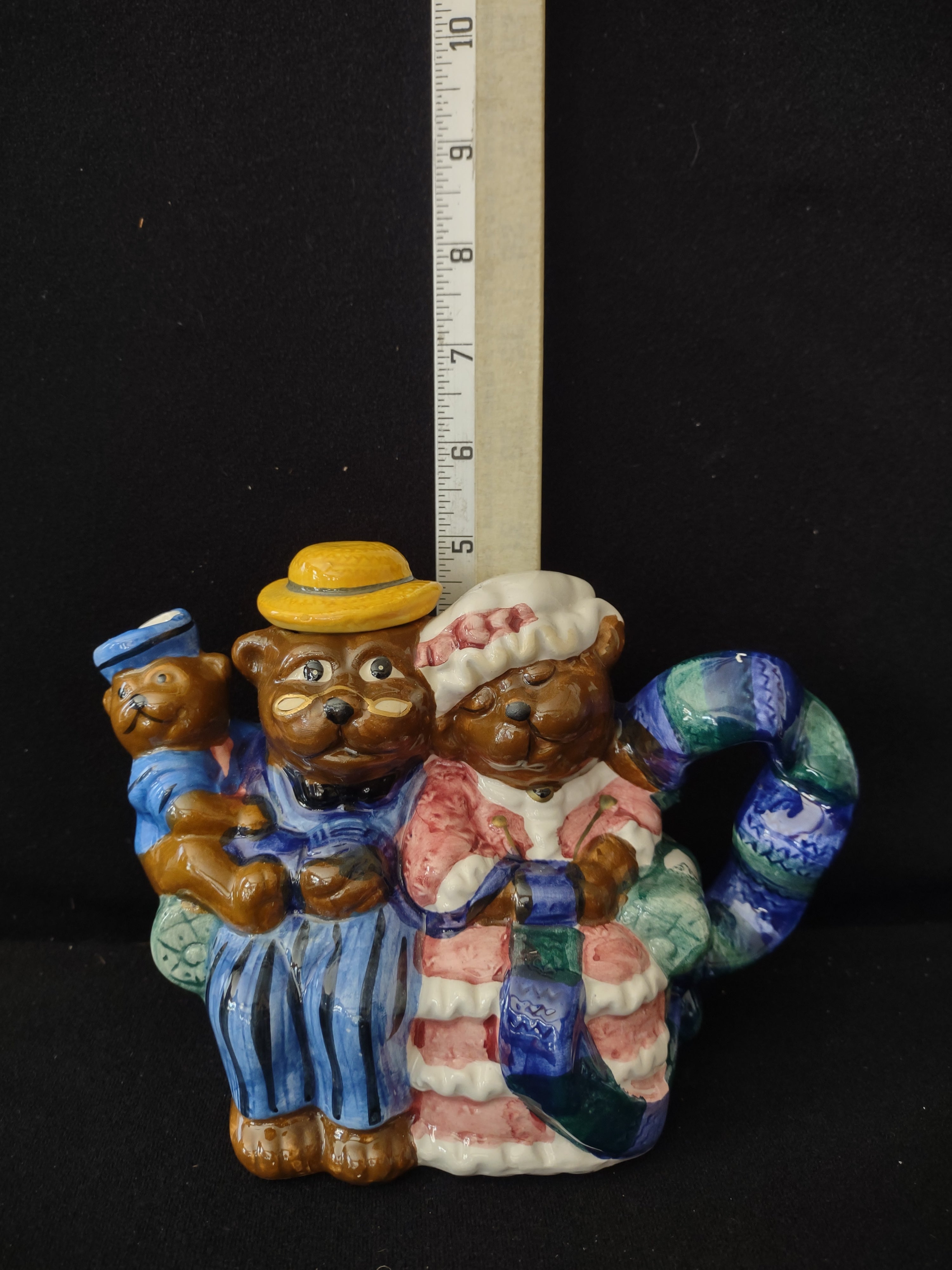 Vintage Collectible Three Bear On Couch Ceramic Teapot (Lot 3795)