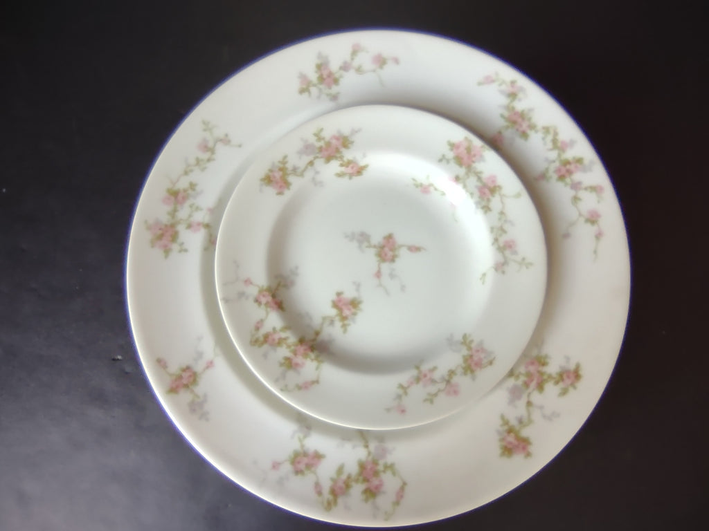 Haviland Limoges Pink Spray 2 x Dinner & 1 x Bread/Butter Plate (lot 922)