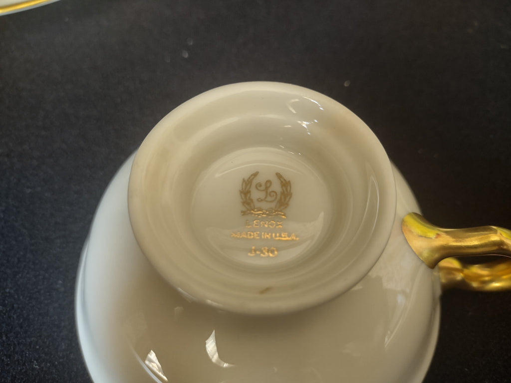Vintage Lenox J-30 Gold Trim Tea Cup with Saucer (lot 1804)