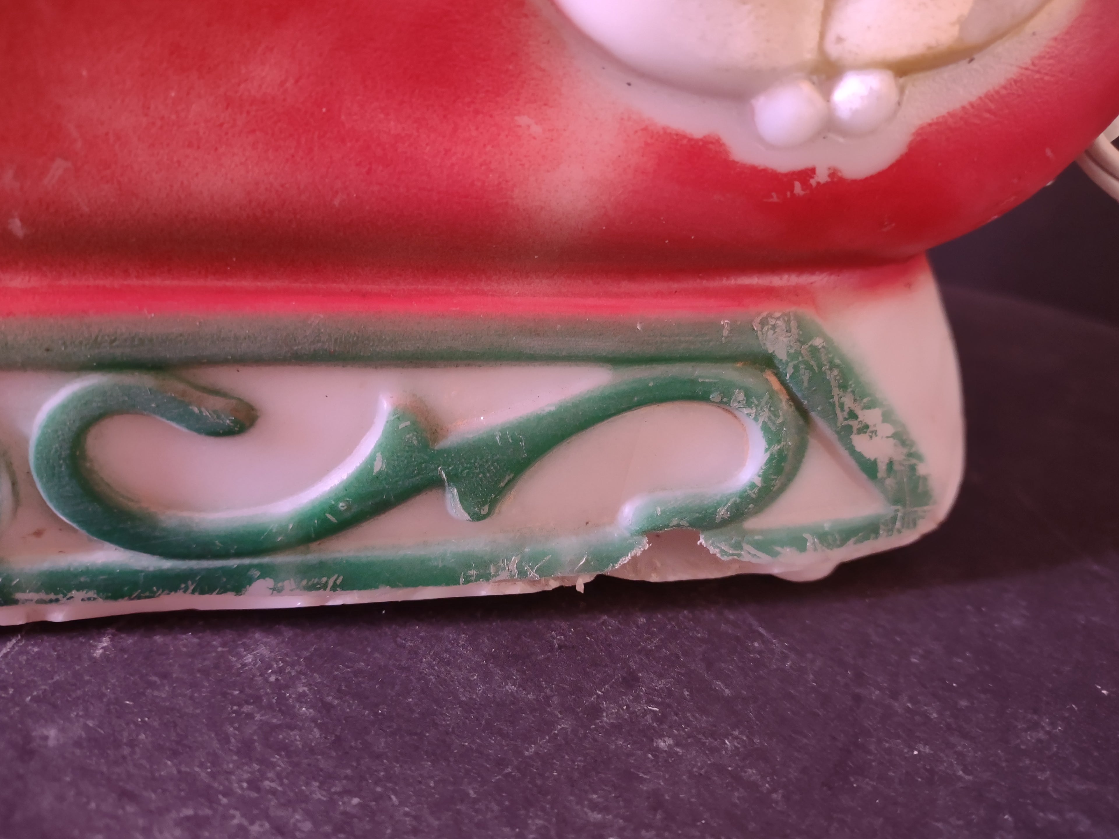 Vintage Christmas Empire Santa on Sleigh Tabletop Blow Mold IMPERFECT (lot 3438)