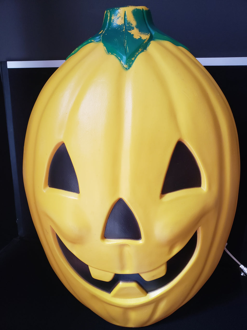 Halloween Plastic Jack O' Lantern Yellow Pumpkin Large Blow Mold 20" (lot 2213)