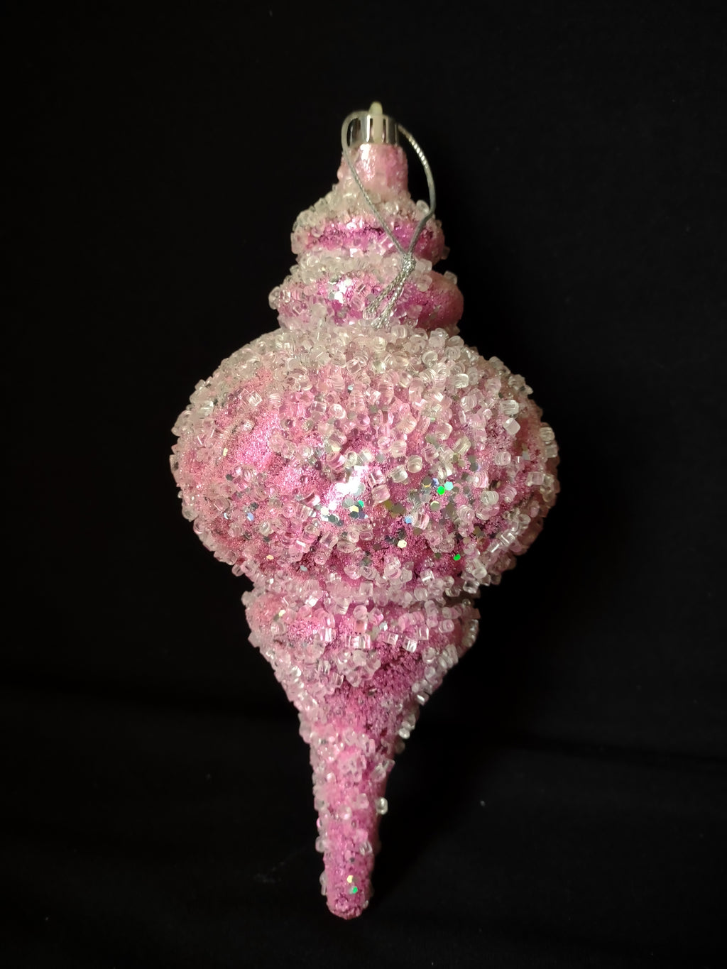 Lot of 3 Christmas Ornaments Pink Gold Sparkly 10" IMPERFECT (lot 1571)