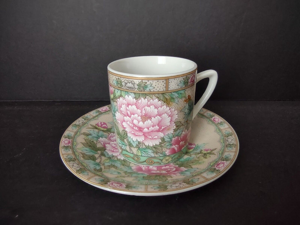 Vintage Demitasse Cup Lefton Pink Peony Flower (lot 522)