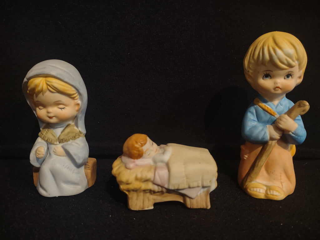 Homco Home Interiors Childrens Nativity Set Mary Joseph Baby (lot 2431c)
