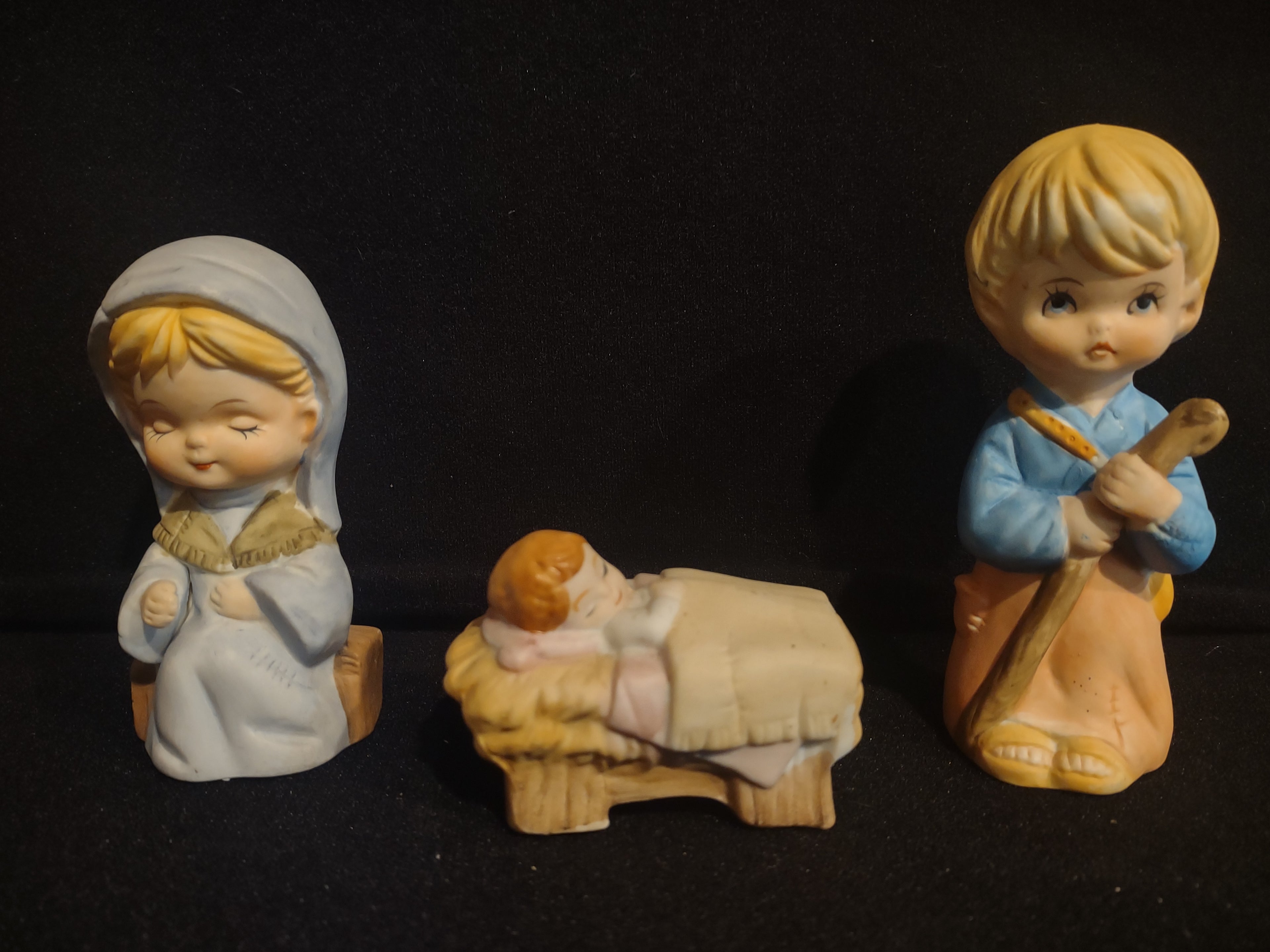 Homco Home Interiors Childrens Nativity Set Mary Joseph Baby (lot 2431c)