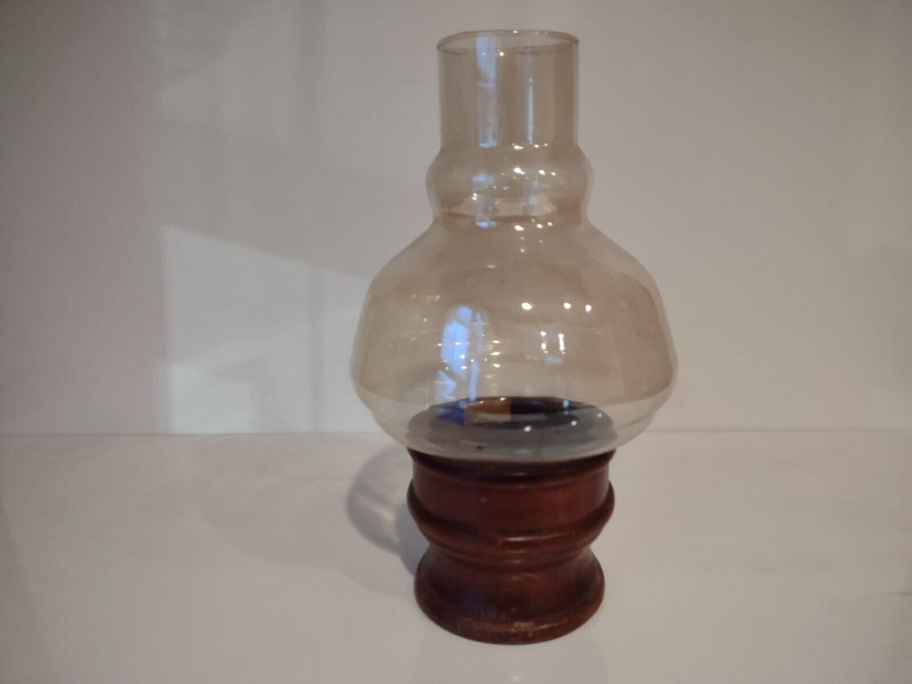 Vintage Hurricane Hollowick Liquid Candle Lamp Windsor Base Clear Hooded Globe