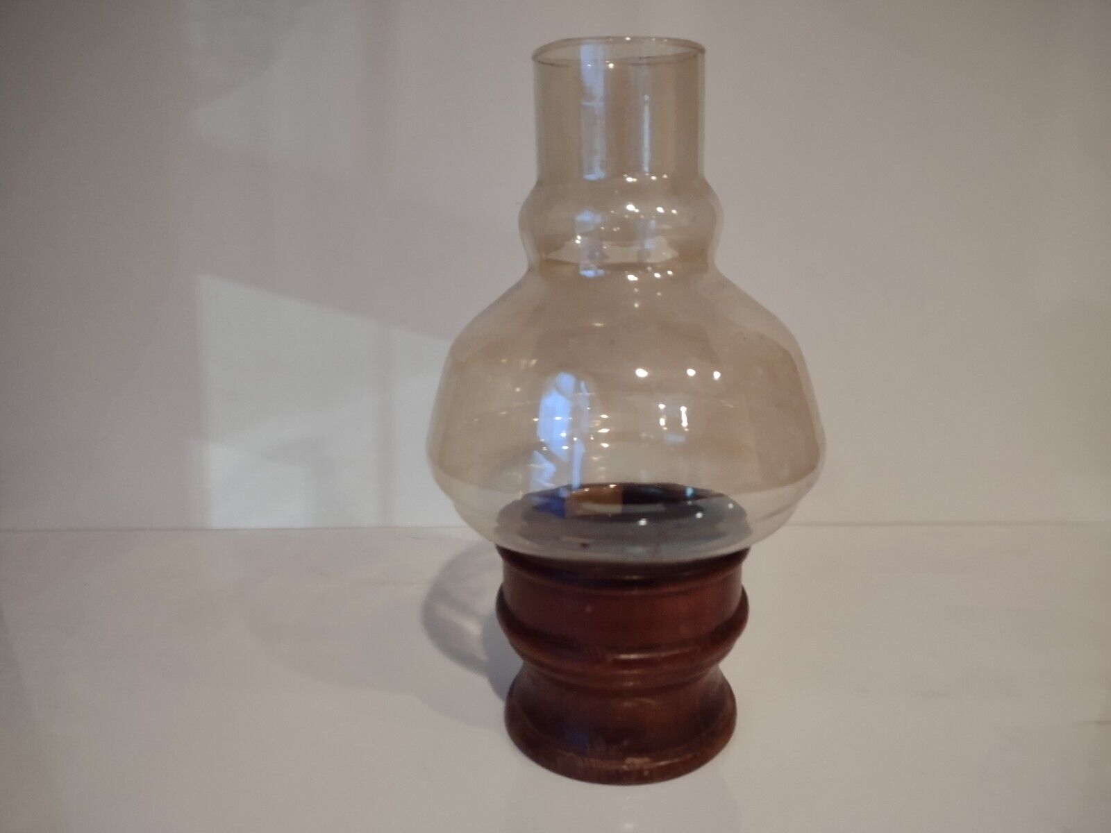 Vintage Hurricane Hollowick Liquid Candle Lamp Windsor Base Clear Hooded Globe