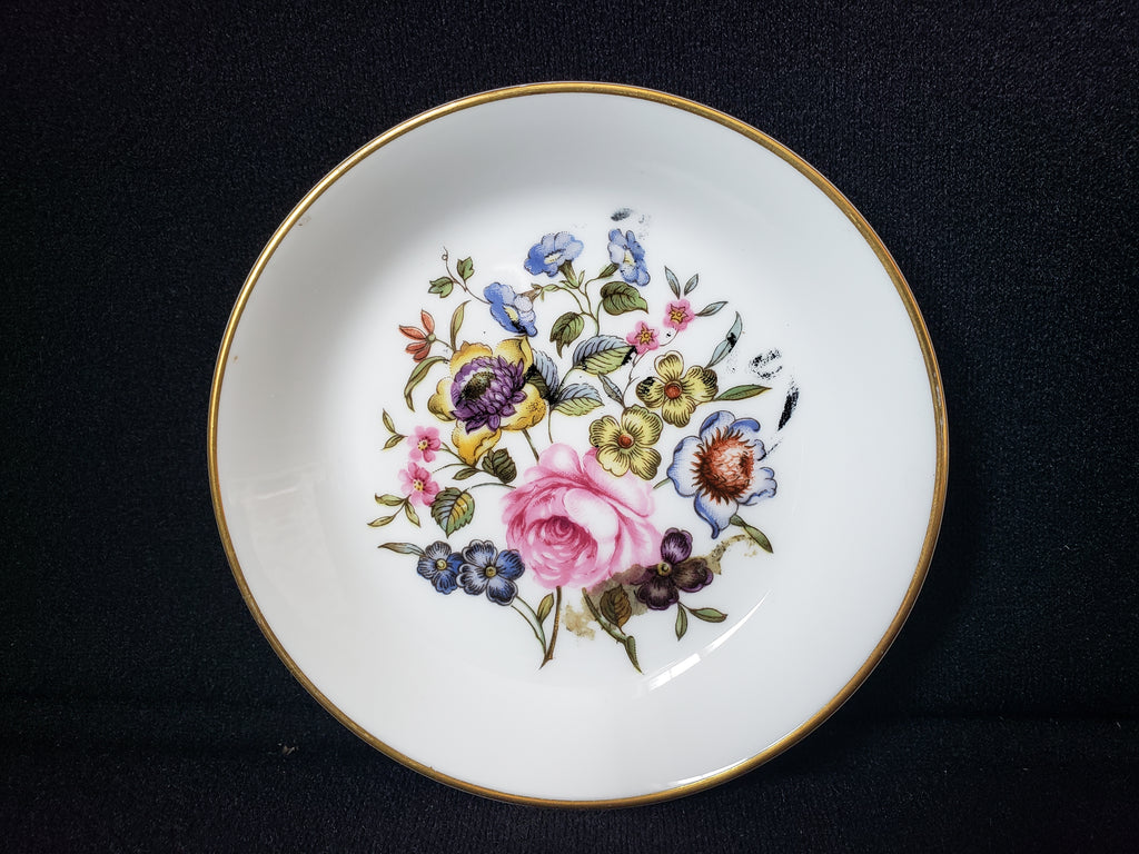 Vintage Royal Worcester Flower Roses Design Coaster Small Dish 4" (lot 2065)