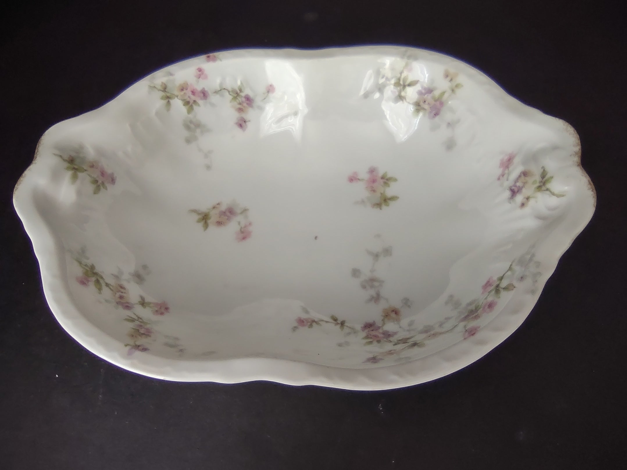 Haviland Limoges Serving Bowl Platter Pink Purple Yellow Rose (lot 842)