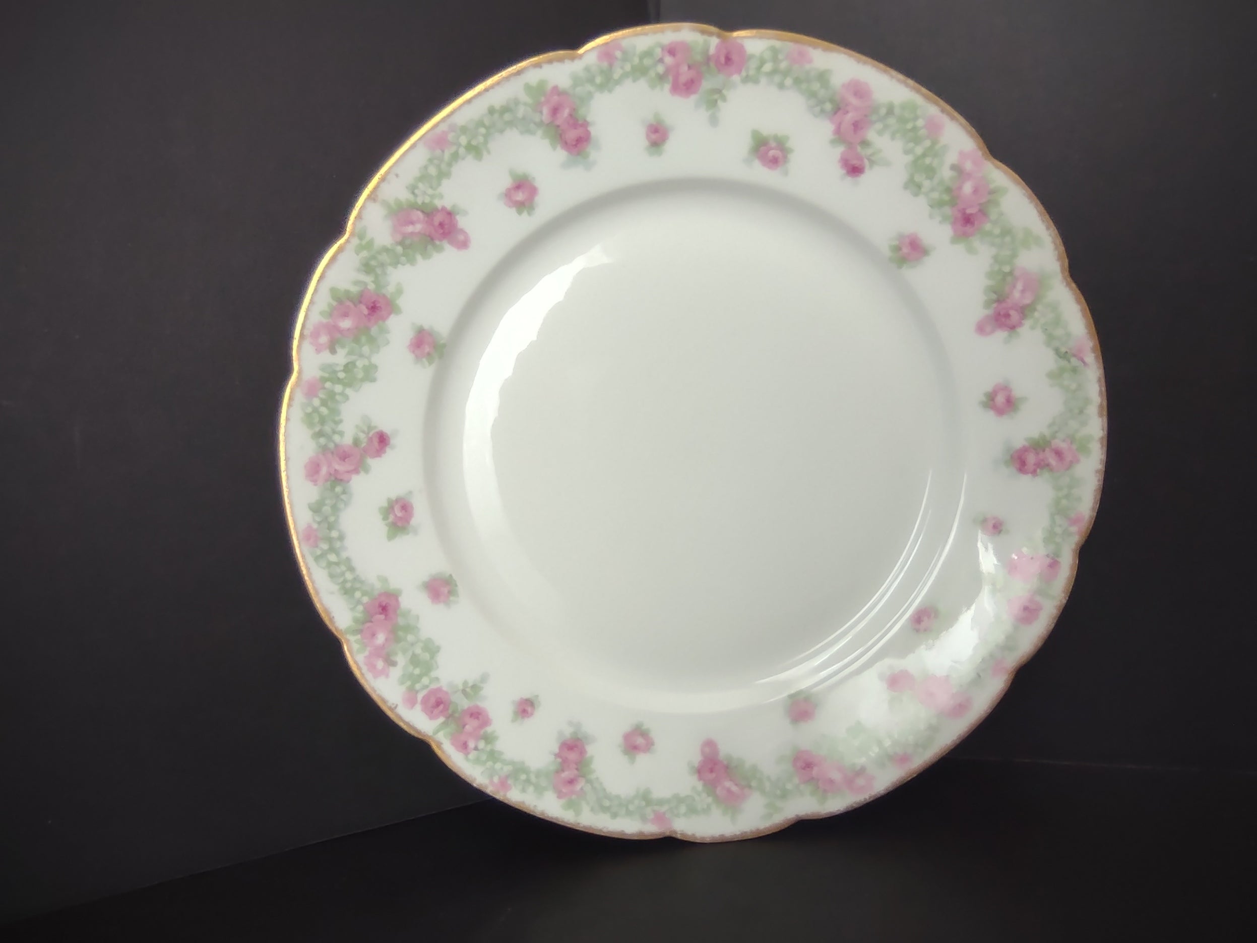 JP French Chic Floral Cottage Vintage Dinner Plate Rose Garland (lot 836)
