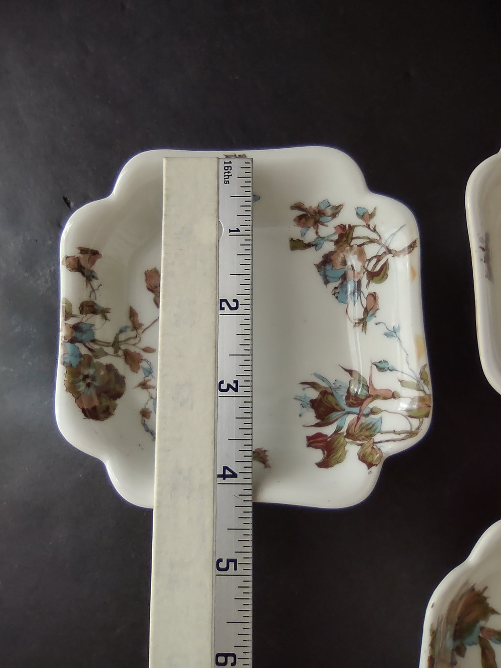 Depose Haviland Limoges Pink Brown Cornflower 3 x Square Small Dish (lot 966)