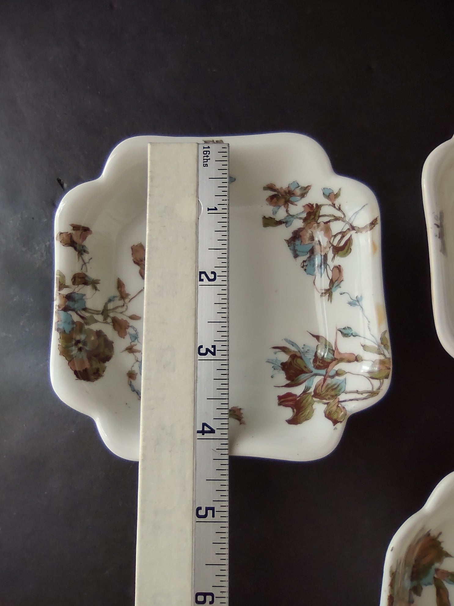 Depose Haviland Limoges Pink Brown Cornflower 3 x Square Small Dish (lot 966)