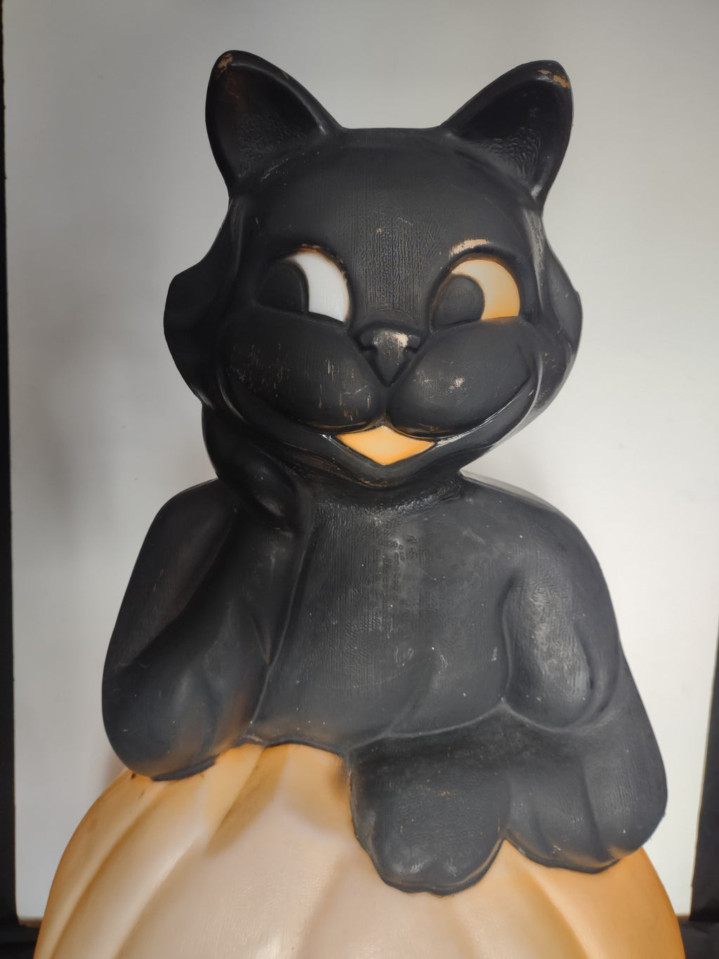 Vintage Black Cat on Pumpkin Halloween Blow Mold 34” (lot 3258j)