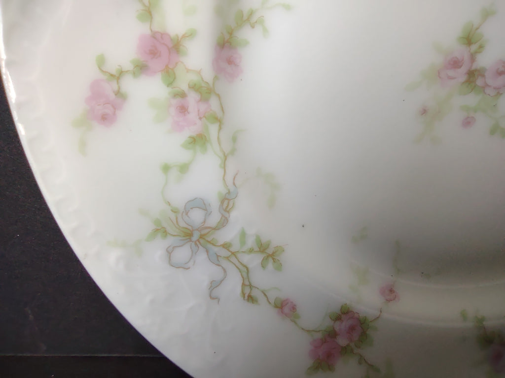 Haviland France Limoges Bread/Butter Plate Marie Blue Ribbon Rose (lot 1110)