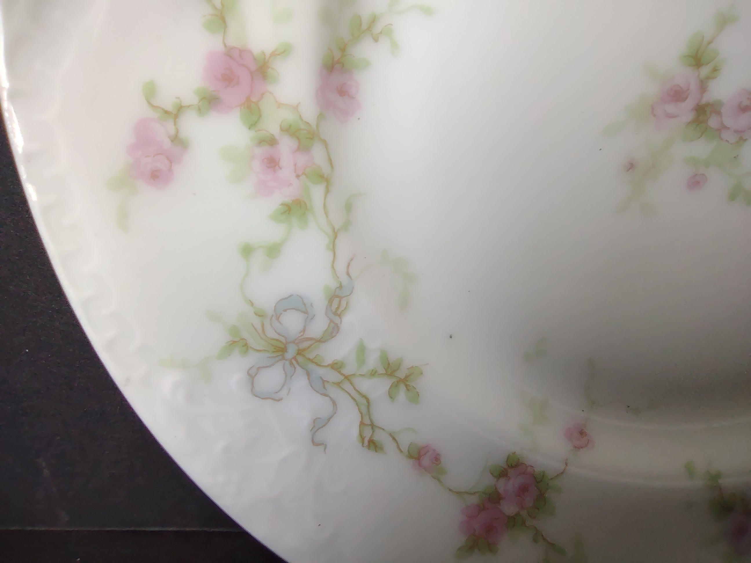 Haviland France Limoges Bread/Butter Plate Marie Blue Ribbon Rose (lot 1110)