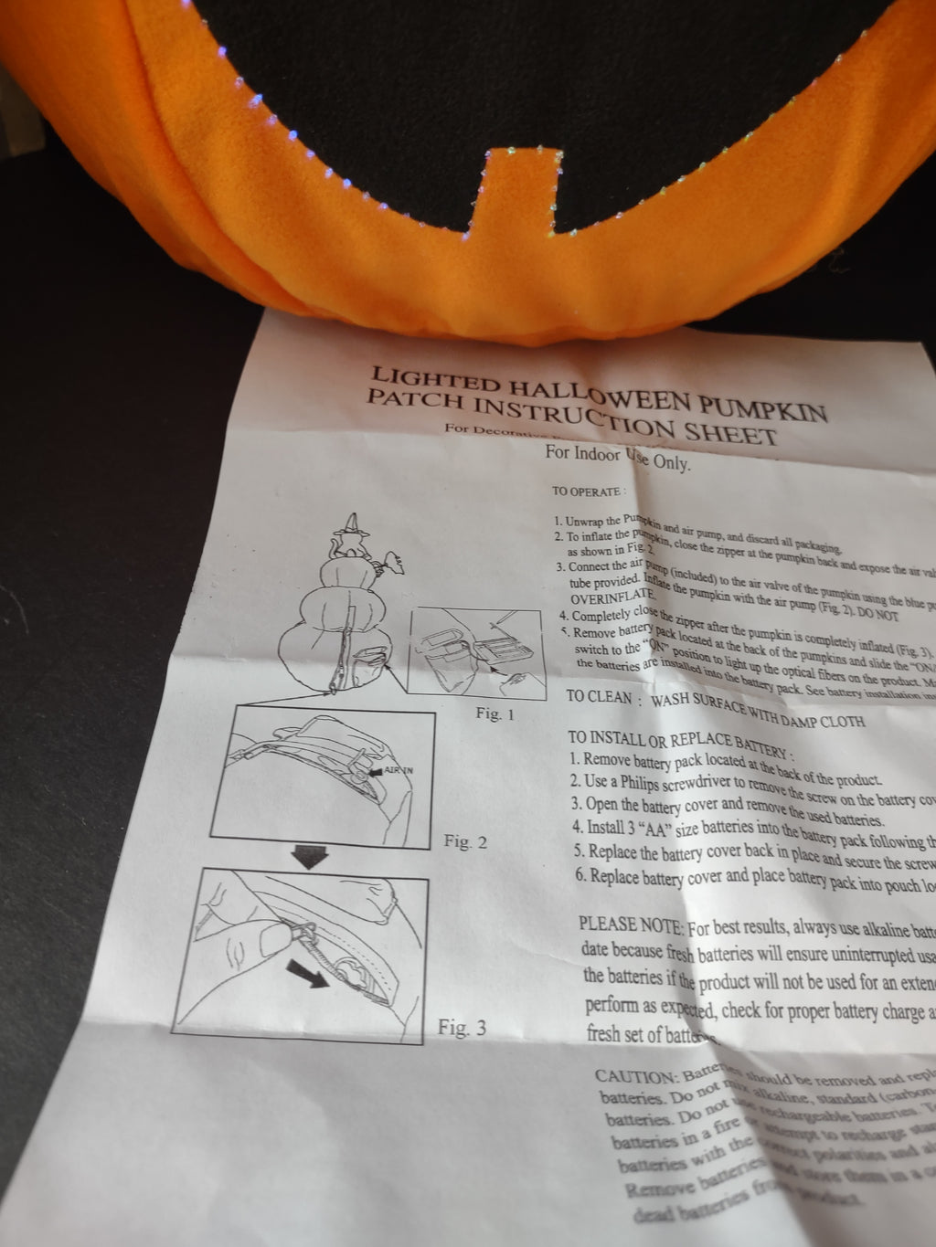Halloween Inflatable Pumpkin Patch Black Cat Light Up 28" (lot 2980j)