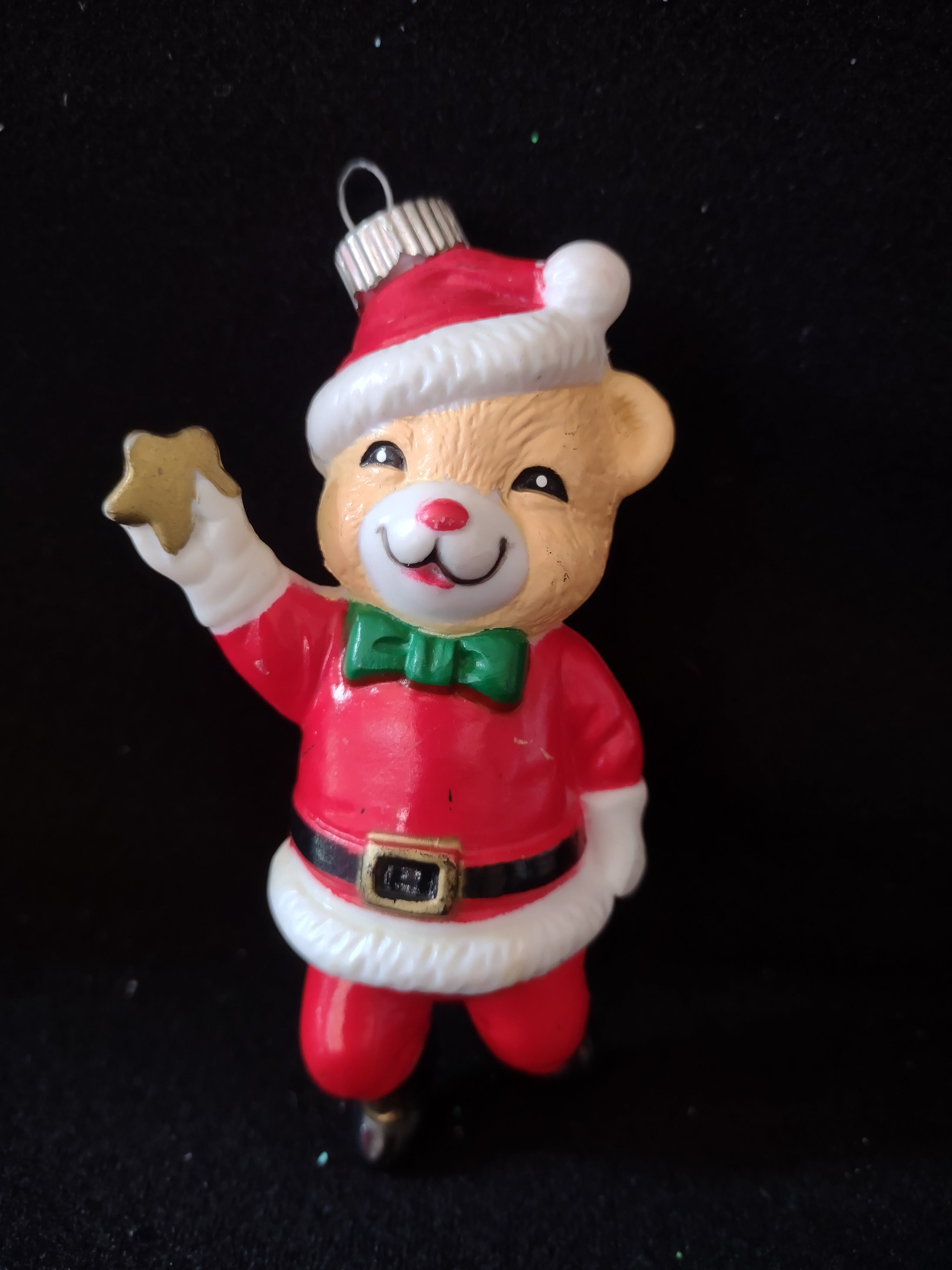 Vintage Christmas Ornament Plastic Santa Bear Star Set Of 4 (Lot 4501)
