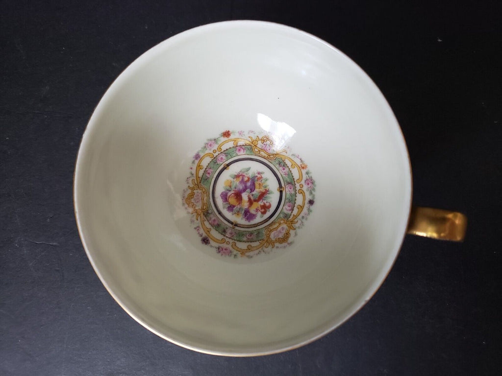 Haviland Limoges France Teacup Gold Trim Shamballe Fruit Rose Garland (lot 619)