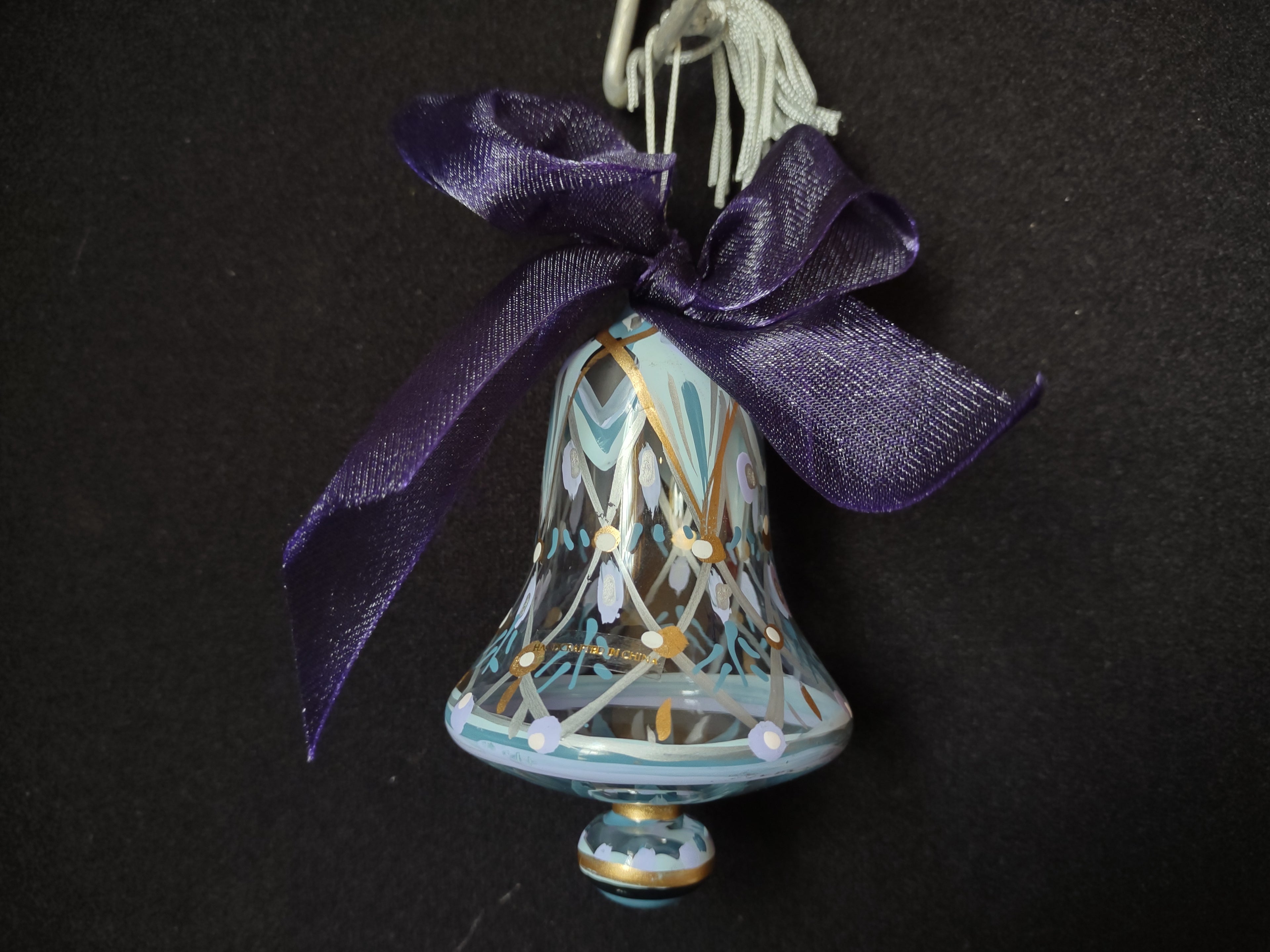 Set of 2 Hand Painted Gems Ornaments Christmas Lenox Green Purple (lot 1634)