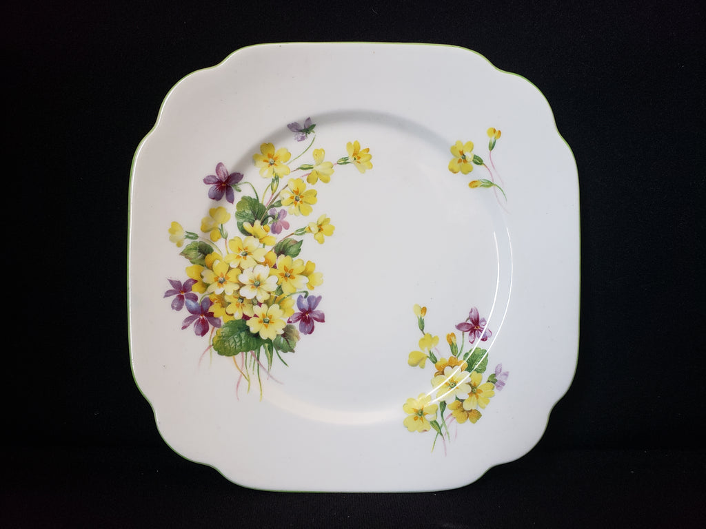 Vintage Royal Albert Primulette Square Dessert Plate 6-3/4" (lot 2029)
