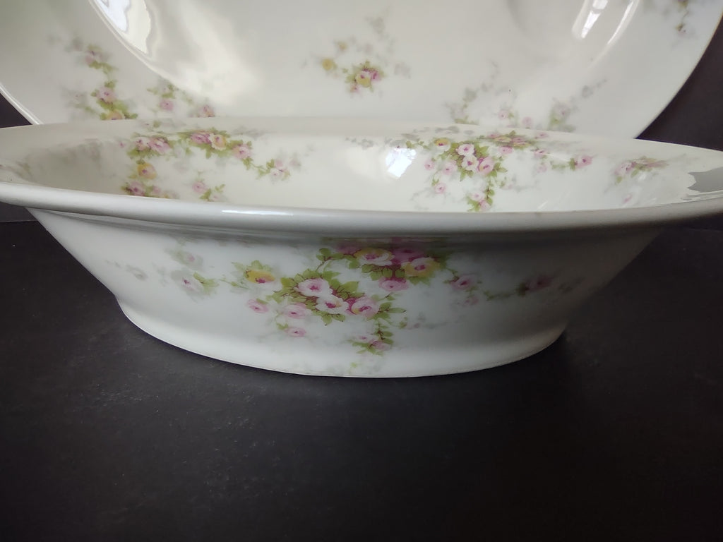 Haviland Limoges Schleiger 149 Set Serving Bowl + Platter Yellow Rose (lot 913)