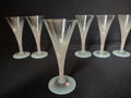 Set 6 Frosted Mini Small Martini Pink Flowers Hand Painted Vintage MCM (lot 2742