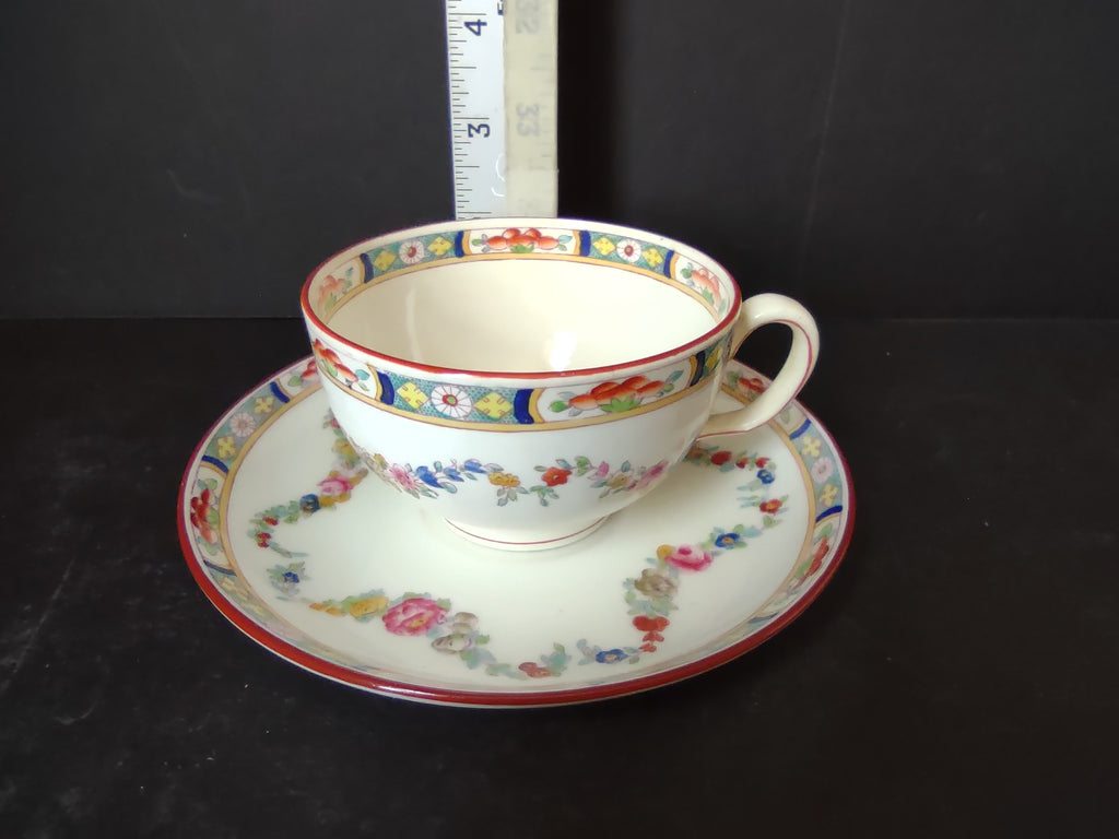 Vintage Minton Rose Garland Swag Teacup with Saucer Bone China England (lot 5477