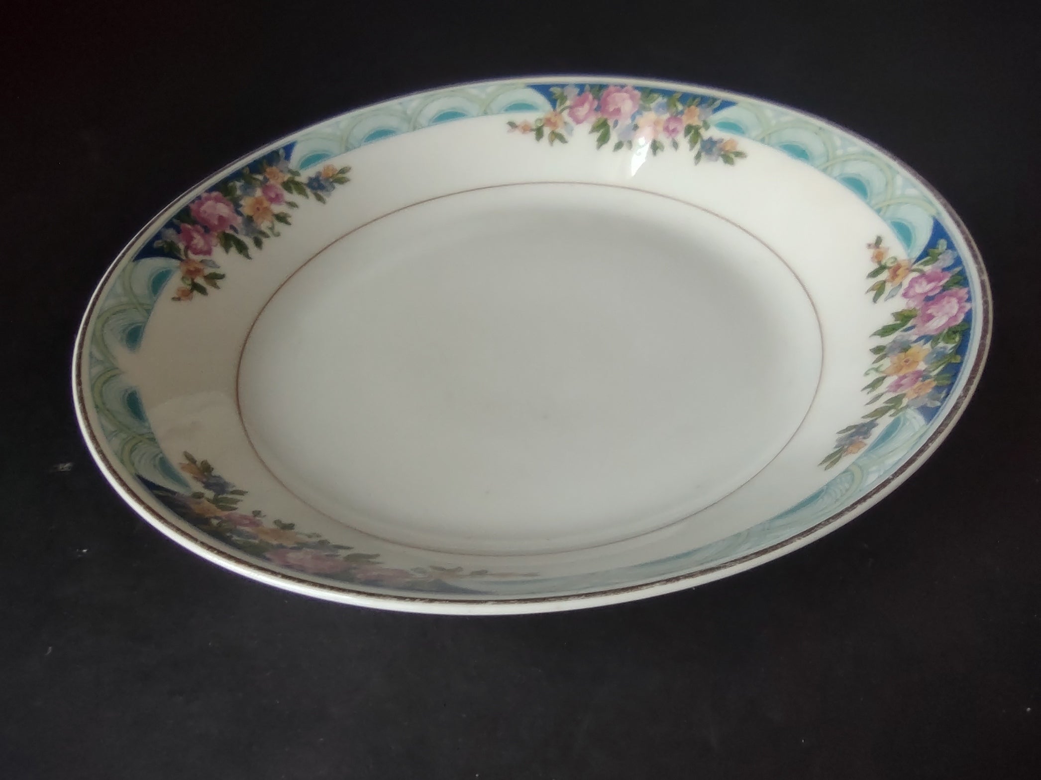 Haviland Limoges Massachusetts Cream Soup Plate Blue Floral (lot 932)